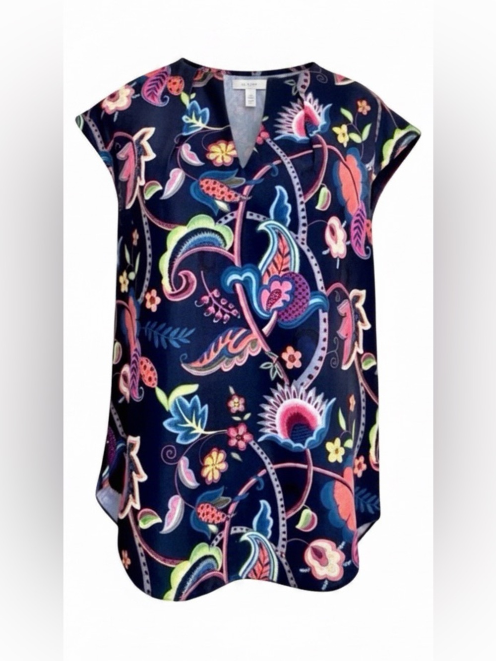 Ted Baker Floral Print Sleeveless Blouse | Navy Multi | Size 2